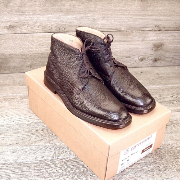 $995 GRAVATI Neiman Marcus 8 M Chukka PECCARY Brown 15950 * add $15 new Trees main image 14